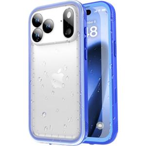 SPORTLINK for iPhone 17 Pro Max Waterproof Case - Shockproof Dustproof Case with Built-in Screen Protector, Full Body Heavy Duty Sealed Protective Cover for iPhone 17 Pro Max 6.9" Blue/Frosted Clear