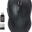 WisFox 2.4G Wireless Mouse for Laptop, Ergonomic Computer Mouse with USB Receiver and 3 Adjustable Levels, 6 Button Wireless Mice for Windows Mac PC Notebook (Grey)