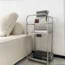 Storage Shelf Stainless Steel Heavy Duty Rack Side Shelving Table for Bathroom Bedroom Cabinets Bath Kitchen Countertop(3-Storey heightened [with Three pallets])