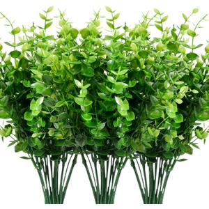 Leyaron 9 Bundles Fake Plants Artificial Boxwood Greenery 63 Stems Fade Resistant Faux Plastic Plants for Garden Farmhouse Porch Patio Window Box Wedding Office Home Indoor Outdoor Decor