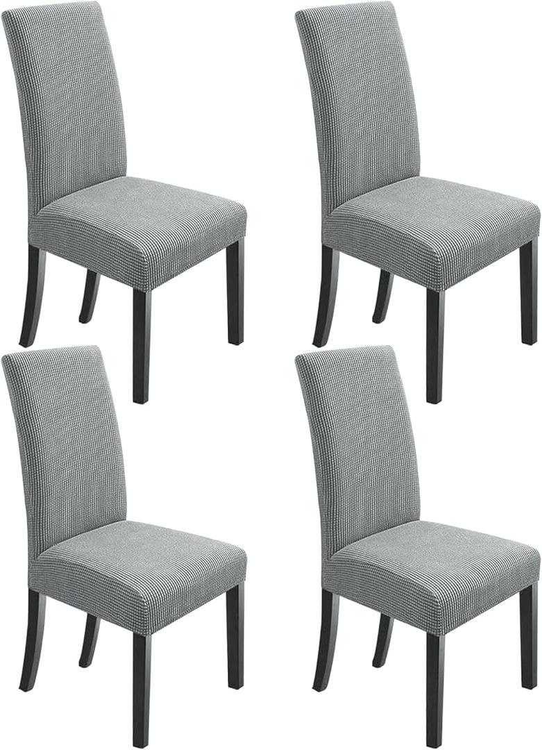 NORTHERN BROTHERS Dining Chair Covers Set of 4, Stretch Parson Chair Covers, Slipcovers, Light Grey