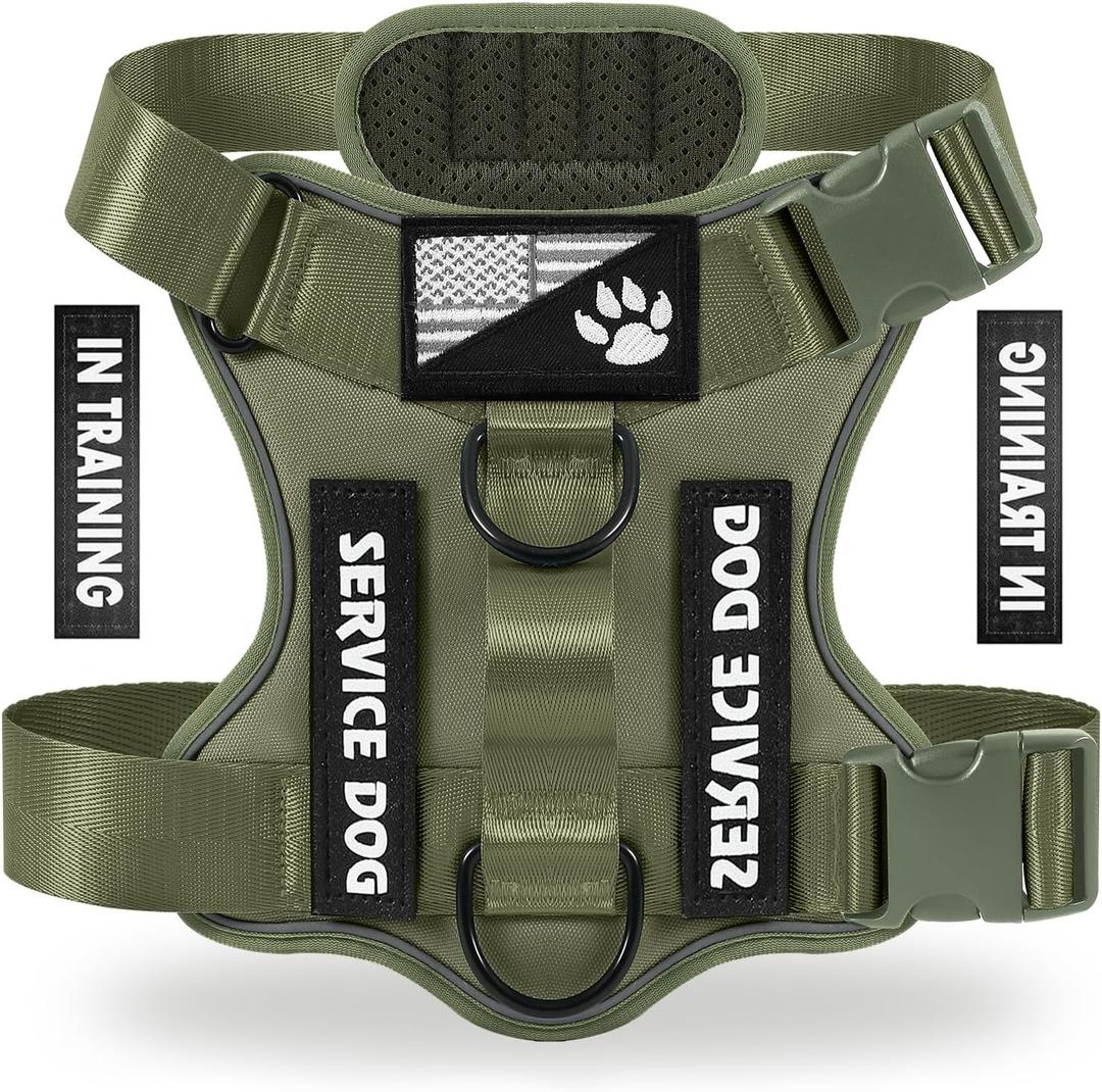 Demigreat Service Dog Harness, Reflective Dog Vest Harness with 5 PCS Patches, Adjustable Soft Oxford Pet Harness, Inner Layer Mesh, Easy to Control for Dogs XS
