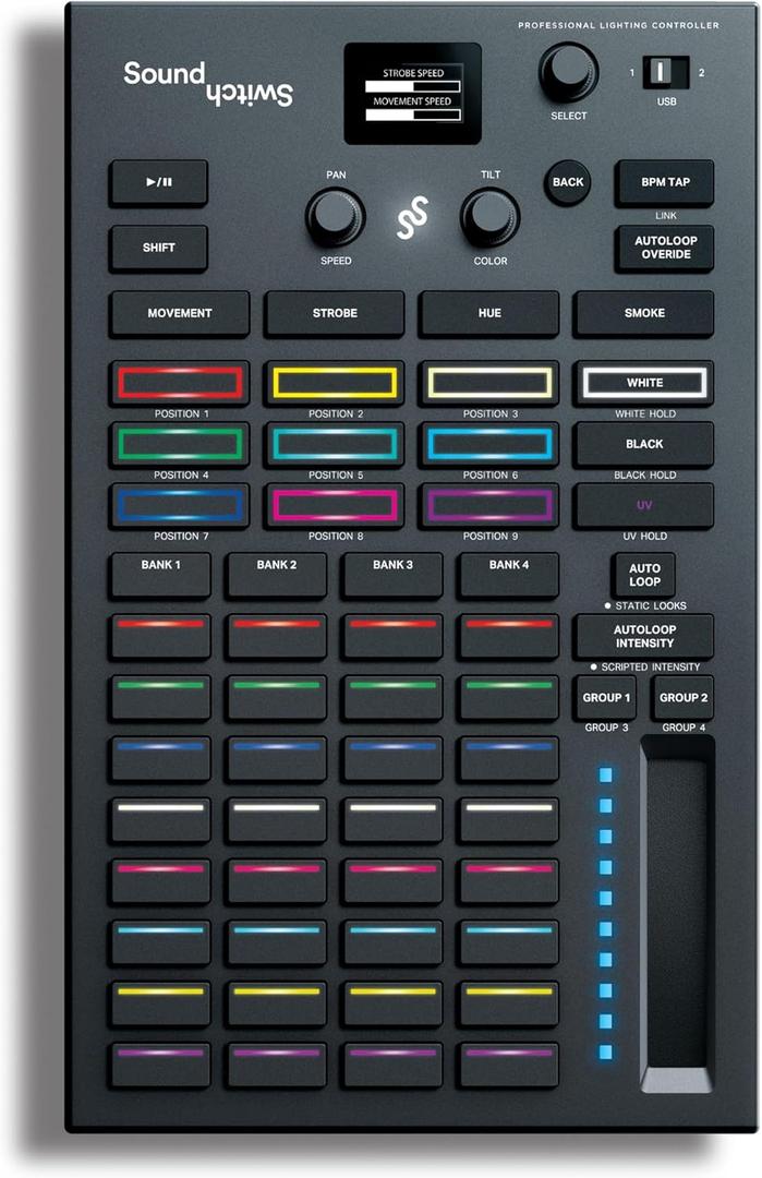 SoundSwitch Control One DMX Lighting Controller
3-Month Free Trial SoundSwitch Software Access Included, DMX Hardware Support, and Philips Hue Smart Light Support