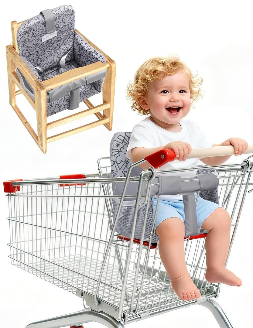Shopping Cart Cover for Baby Girl and Boy, High Chair Cover for Restaurant, Padded Grocery Cart Seat Cover & Swing Insert for Infant & Toddler, Durable Machine Washable (Dark Grey)