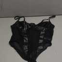 Lilosy Sexy Strappy Wireless Mesh Sheer Babydoll Lingerie Women Teddy Bodysuit Corset Bustier Nightgown Nightshirt See Through One Piece PU Latex Black X-Large