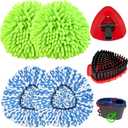 2 Microfiber Mop Head Refills and 2 Chenille Mop Pads,1 Upgrade Scrub Brush 1 Spin Mop Base for O Cedar RinseClean 2 Tank Spin Mop System,Spin Microfiber Mop Refills for Cleaning All Floors
