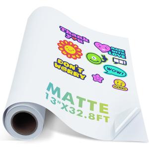 Koala Printable Vinyl Sticker Paper Roll for Inkjet Printers, 13 inch x 32.8 ft White Matte Sticker Paper, Water-Resistant and Durable Sticker Pritner Paper