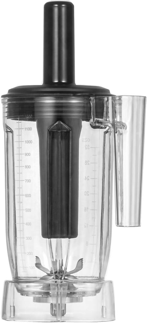 CRANDDI Replacement Pitcher, 40oz Blender Cup with Tamper, Replacement Blender Container Compatible with K98C, K85, K80, K80TS, 1200 ML Spare Cup, Serve 1 or 2 People, Clear (1.2L)