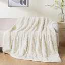 Uttermara Weighted Blanket for Adults Queen Size 15lbs 60x80 inches, Dual Sided Soft Jacquard Sherpa Weighted Blankets, Thick Heavy Blanket for Sleeping and Calming, Cream White