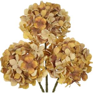 Oairse Fall Brown Hydrangea Artificial Flowers, 19.6in Dried Textured Silk Hydrangea Flowers with Stems 3 Pcs Fake Flower Bouquet Faux Floral Stems Artificial Flower Bulk for Table Wedding Home Decor