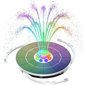 AISITIN 3.5W Solar Bird Bath Fountain Built-in 3000mAh Battery Upgraded 2025, Floating Solar Water Fountain Pump with 9 Innovative Nozzles & 3 Bracket for Garden, Fountain Only Works at Night