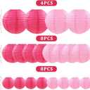 20Pcs Paper Lanterns Decorative, Hot Pink Round Hanging Paper Lanterns Decorations for Rustic Party Bridal Shower Wedding Birthday Home Decor