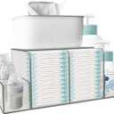 Diaper Caddy, Baby Changing Table Organizer, Detachable Clear Acrylic Diaper Storage for Wipe Dispenser, Wipe Warmer and other Diapering Essentials (16.4x6x8.6, Transparent)