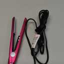 Terviiix Mini Flat Iron Adjustable Temperature, Travel-Size Mini Hair Straightener, Small Flat Irons for Short Hair/Curls Bangs, Ceramic Portable Tiny Hair Curler, Dual Voltage, Auto-Off, Pink, 1/2'' (Hot Pink)