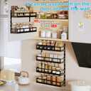 X-cosrack 6-Tier Wall-Mounted Spice Rack Organizer with Mixed Basket Sizes, Height-Adjustable Hanging Spice Shelf for Kitchen Pantry Cabinet, Large-Capacity Seasoning Holder, Black