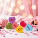 Thyle Galentine's Day Conversation Hearts Decorations for Home Table 6 Pcs Wooden Candy Heart Shaped Signs Decor for Office Tiered Tray Mantel Shelf Valentines Galentine Gifts