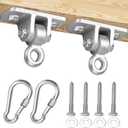 BETOOLL 2400lb Capacity Heavy Duty Swing Hangers for Wooden Sets Playground Porch Indoor Outdoor & Hanging Snap Hooks Silver Set of 2 (Silver 2pcs)