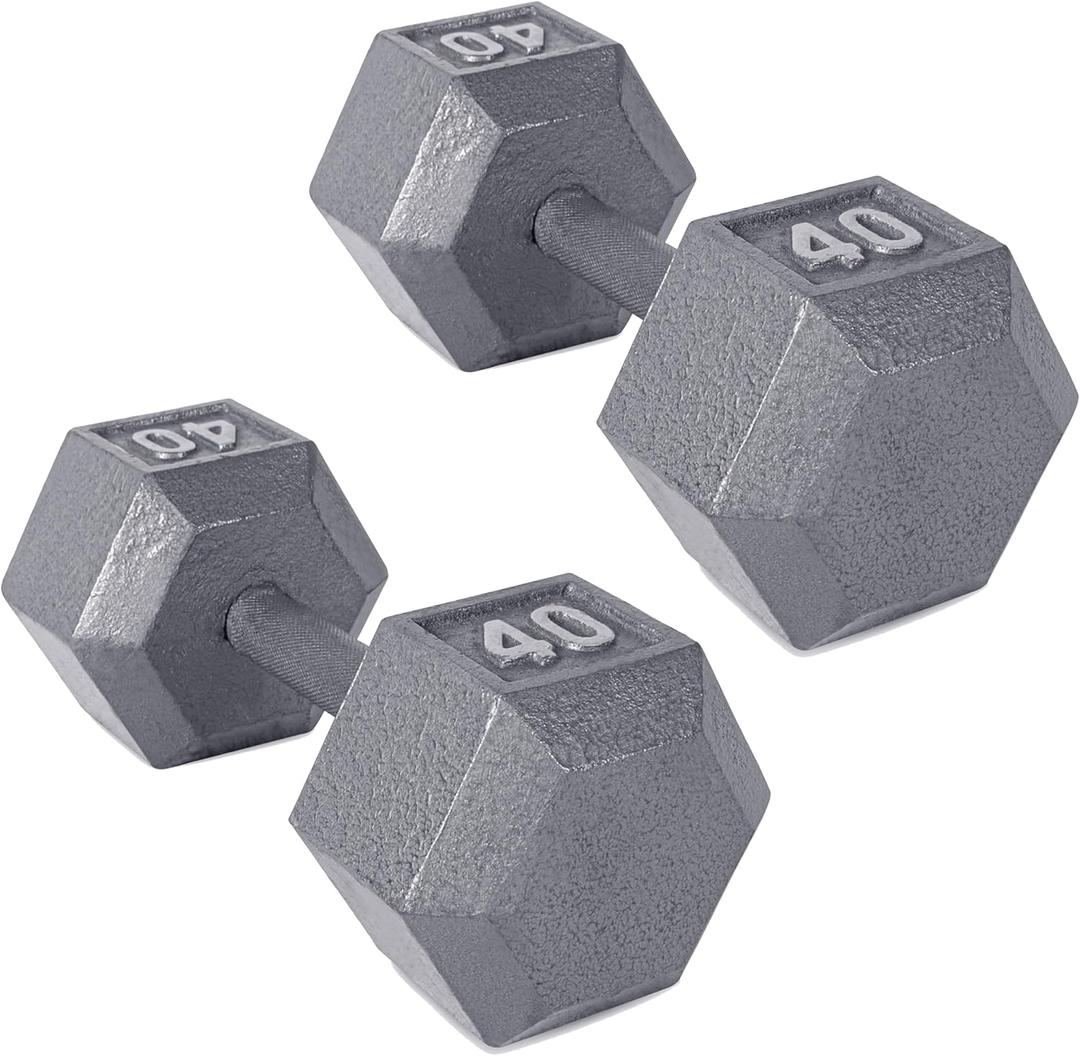 CAP Barbell Cast Iron Hex Dumbbell | Multiple Options (40 lb, Gray, Pair)