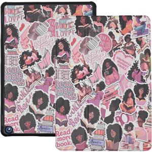 Case for All-New Amazon Kindle Fire HD 10 Tablet (13th Generation, 2023 Release) 10.1", Book Lovers PU Leather Trifold Stand Cover for Fire Tablet 10 2023, Auto Wake/Sleep, Black Girls