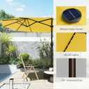 15ft Large Patio Umbrella with Solar Lights and Base, Double-Sided Outdoor Rectangle Umbrella with 48 LED Lights, Market Table Umbrellas with UV Resistant Canopy
