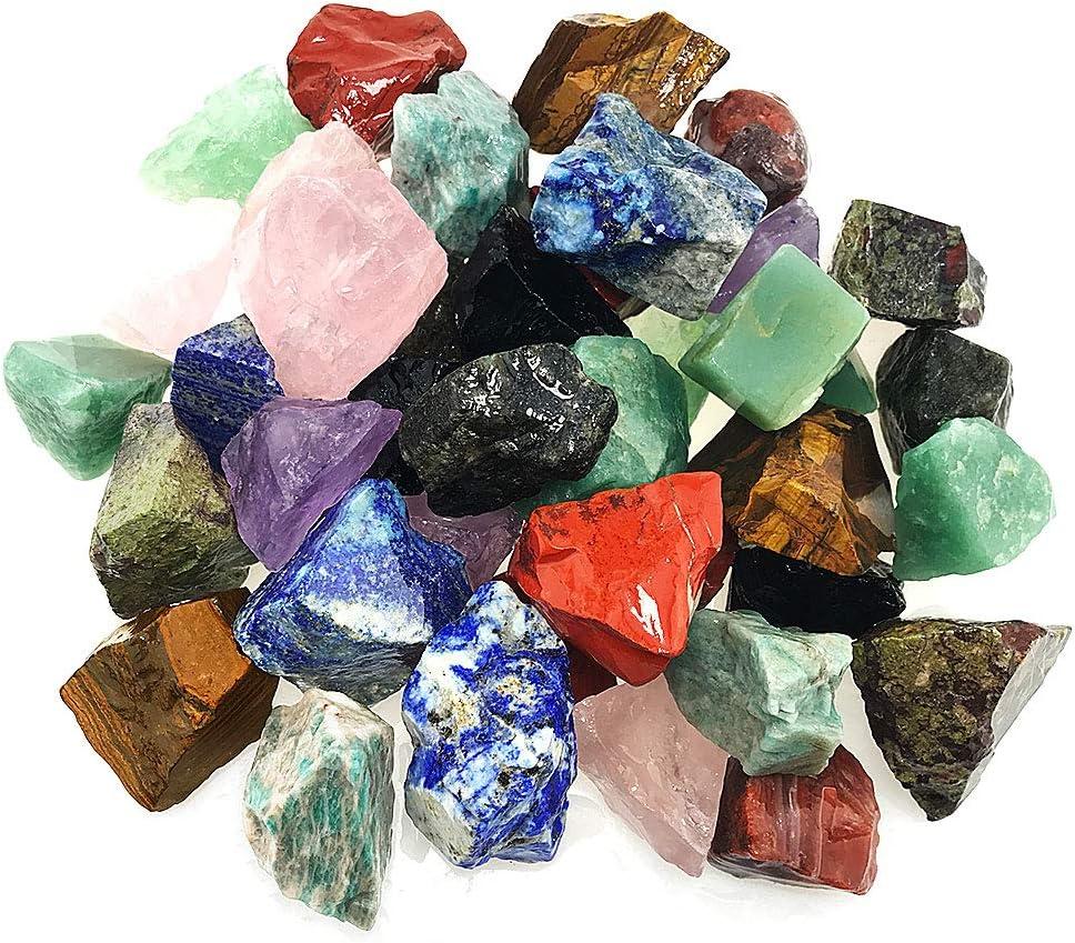 3 LB Bulk Rough Stone Mix Large 1" Natural Raw Crystals for Tumbling Cabbing Polishing Wire Wrapping (Multiple Color)