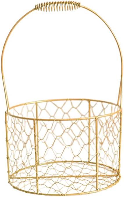 Gold Wire Basket with Handle, Flower Girl Basket and Wedding Card Holder