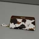 Coco Rossi Women Wallets MultiCard Case Wallet Clutch Card Holder Organizer Ladies Purse with Tassel Wrist Strap Zipper Closed, Brown Cow