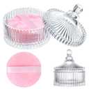 Large Body Powder Puff and Container, 3.54 Inch Women Powder Puff with Crystal Case for Dusting Powder, Pink