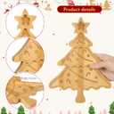 Healifty Christmas Tree Shaped Serving Platter 10.62X7.87X0.59In Bamboo Appetizer Tray for Holiday Party Snack Dessert Cheese Charcuterie Board