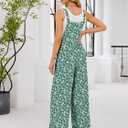 Womens Summer Casual Jumpsuits Baggy Wide Leg Floral Overalls Rompers for women 2025 With Pockets (L)