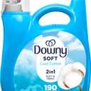 Downy Soft, 2 in 1 Soft and Fresh Liquid Fabric Softener, Cool Cotton, 140 fl oz, 190 Loads, Fabric Conditioner Liquid provides softness and freshness for fabrics