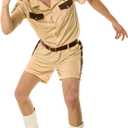 Morph Lieutenant Cop Costume Men 911 Officer Deputy Outfit Brown Tan Police Uniform Sheriff Halloween Costumes For Men (Large)