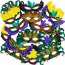 Bedwina Bulk Mardi Gras Masks 12/50/300Pcs - Carnival Masquerade for Women, Men, Kids Party Costume, Mardi Gras Decorations