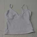 REORIA Butsmooth Womens Sexy V-Neck Sleeveless Double Lined Going Out Y2K Trendy Cami Shirt Cropped Tank Tops (Small, White)
