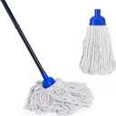 KeFanta Mop for Floor Cleaning,2 Pcs Cotton String Wet Mops Replacement Head Refill Compatible with Microfiber Cloth Mop & 0.8" Diameter Mop Handle (1 Handle & 2 Mop Heads) (Small, Blue)