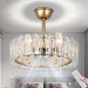 FRIXCHUR 20.7" Modern Crystal Fandelier Ceiling Fan with Light, 6-Lights Bladeless Chandelier Fan with Remote Gold Ceiling Fan for Bedroom Dining Room Living Room, 6 Speed