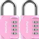 Puroma 2 Pack Combination Lock for Locker 4 Digit Outdoor Waterproof Padlock for School, Gym, Sports, Fence, Toolbox, Gate, Case, Outdoor, Hasp Storage (Pink)