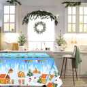 Fancy Land Christmas Tablecloths 3 Pack Gingerbread House Table Cover Snow Disposable Tablecloths Christmas Party Decoration