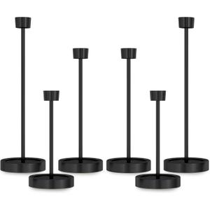 Black Candlestick Holders, Taper Candle Holder Set of 6, Metal Pillar Candle Holder for Table Centerpiece, Modern Candle Stick Holder Decor for Dinner Wedding Party Festival, Housewarming Gift