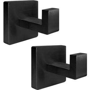 2 x 2 Pack Heavy Duty Stainless Steel Towel Hooks,Wall Mounted Square Robe Hooks,Holder Robe Hooks for Bathroom, Kitchen, Bedroom,Matte Black