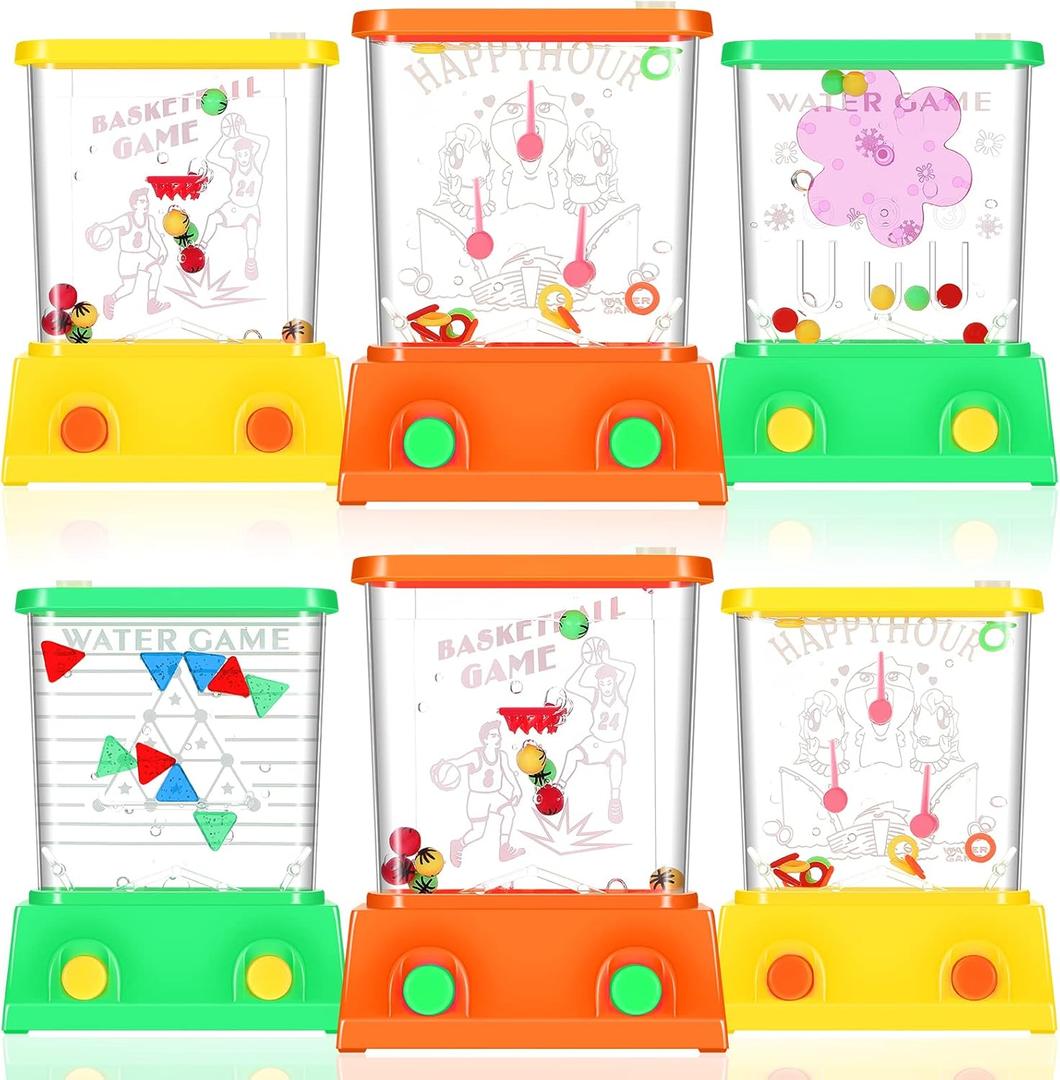 Sumind 6 Pack Mini Water Ring Toss Game for Kids - Summer Outdoor Fun, Retro 80s 90s Handheld Water Toy, Ideal for Birthday Party Favors, Pool & Beach Activities(Chic Style)