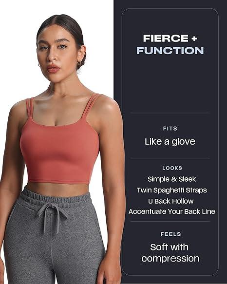 Aoxjox Women's Workout Sports Bras Fitness Yoga Crop Tank Twist Back Cami (Rust Red, XX-Small)
