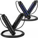 Jump Rope, Tangle-Free Rapid Speed Jumping Rope Cable with Ball Bearings for Women, Men, and Kids, Adjustable Steel Jump Rope with Foam Handles for Home Gym Exercise Fitness Workout Equipment & Slim Body (Black+Blue)
