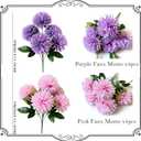 12 Bundles(60 Blooms) Artificial Mums for Outdoor Spring Summer Decor, Silk Faux Chrysanthemums Fake Flowers Look Real UV Resistant for Yard Patio Porch, Indoor, Outside, Wedding Decorations