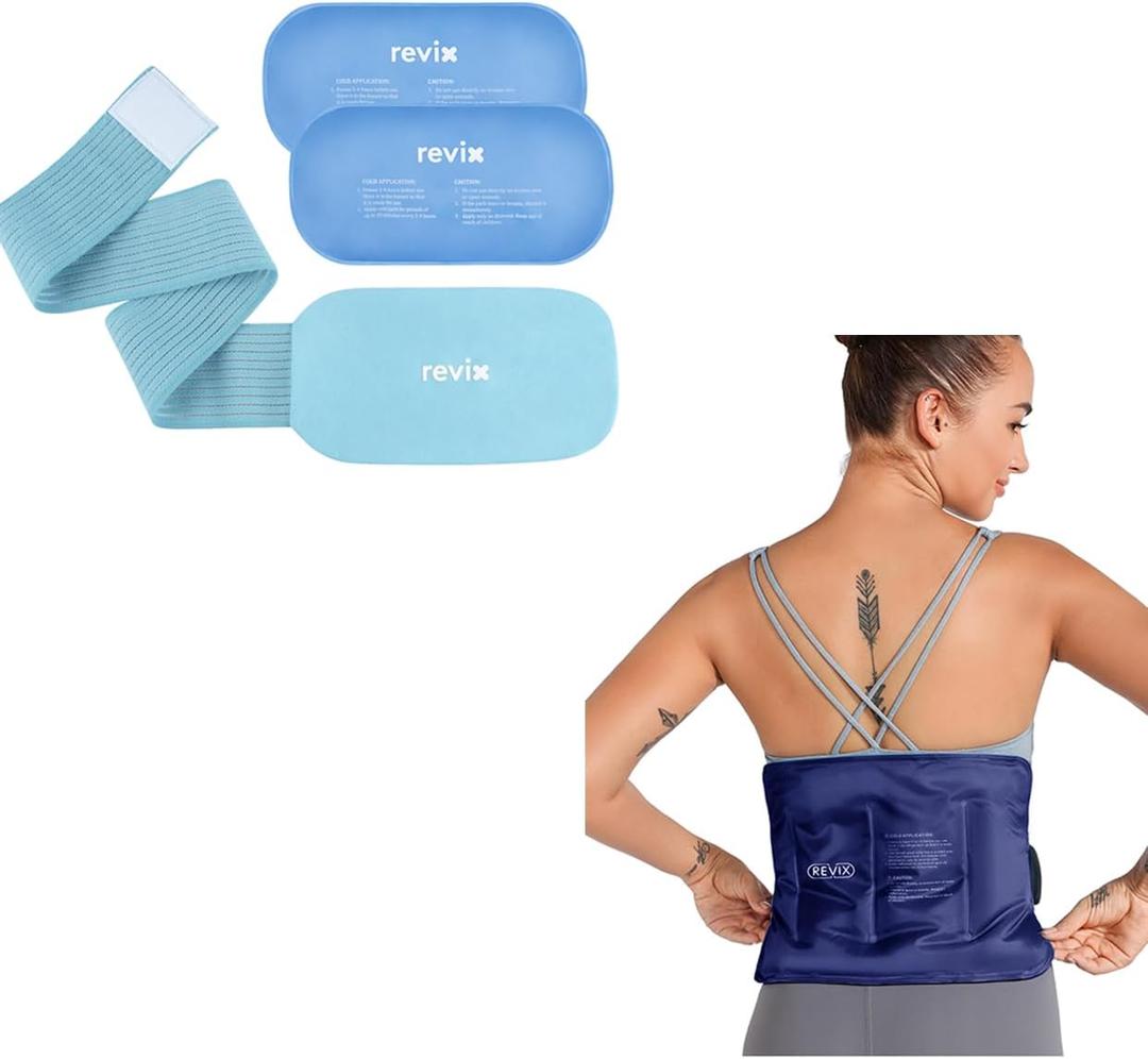 REVIX Reusable Ice Pack for Lower Back and 2 Pack Flexible Ice Wraps for Joints and Muscle