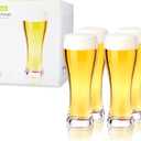 True Pilsner Beer Glasses, Wheat, Belgian Drinking Cups, Hosting Parties, Game Night, BBQ, Beach Pool Outdoor Party, Home Bar, Glassware, 23 oz, Set of 4, Clear (4 Count (Pack of 1))