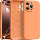 Ktele Magnetic for iPhone 16 Pro Max Case [Compatible with Magsafe] [Premium Silicone Satin-Smooth Touch] Slim Shockproof Anti-Scratch Microfiber Lining Case, 6.9 inch, Bright Orange