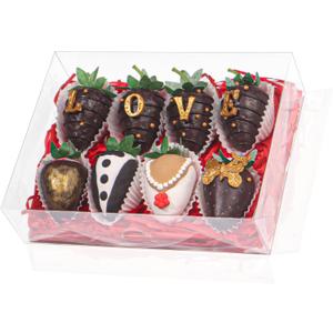 20 pcs 8x6x2 Inches Plastic Clear Boxes for Christmas, Valentine's, Mother's Day - Cookies, Chocolate Covered Strawberries, Cakesickles, Brownie Treats, Chocolate Truffles