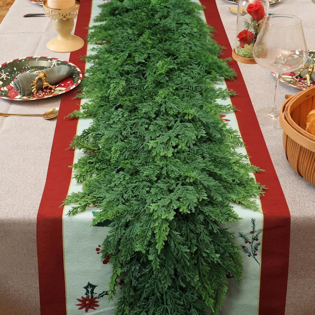 6ft Christmas Cedar Garland with Soft Thickness Pine,Thick and Lush,Artificial Green Faux Cedar Pine Garland for Christmas Winter Home Mantel Fireplace Holiday Party Dcor (6FT)