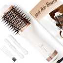 1200W Big Size Professional Hair Dryer Brush Blow Dryer Brush in One, 110v-220v Hot Air Straightener Brush for Smooth Frizz-Free Blowout, Fast Dry & Style (White & Rose Gold)